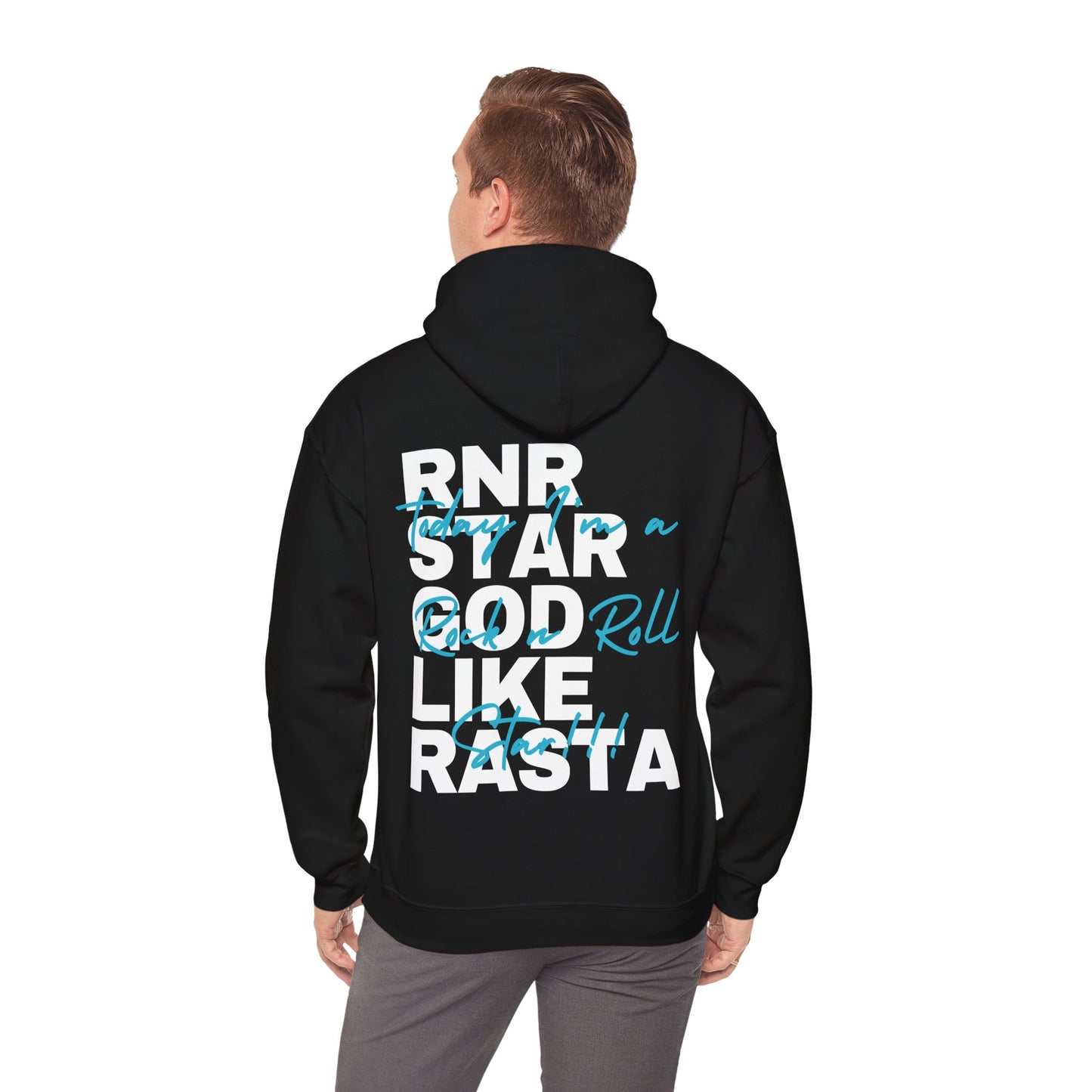 Godlike Rasta Rock 'n' Roll Star" Unisex Black Hoodie