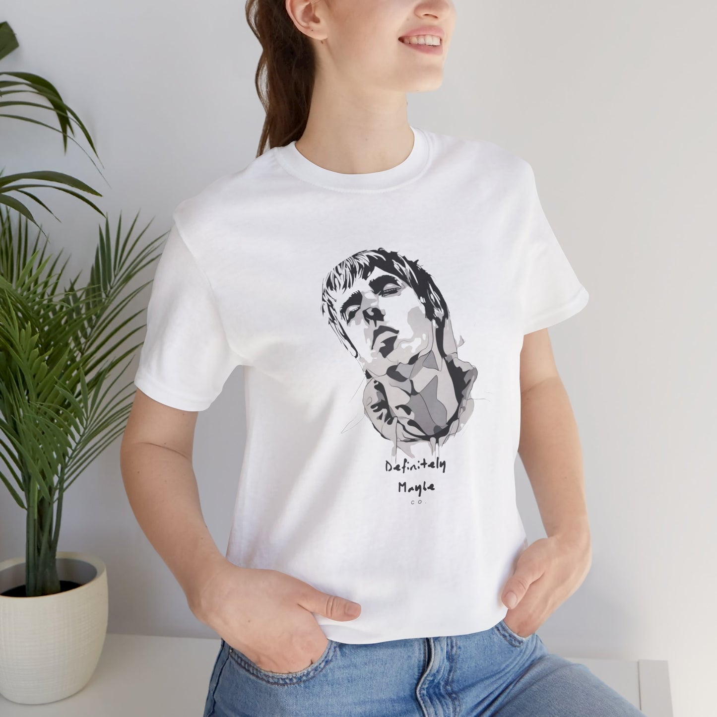 White Sketch Liam Gallagher Unisex T-Shirt – Rock Icon on Cotton