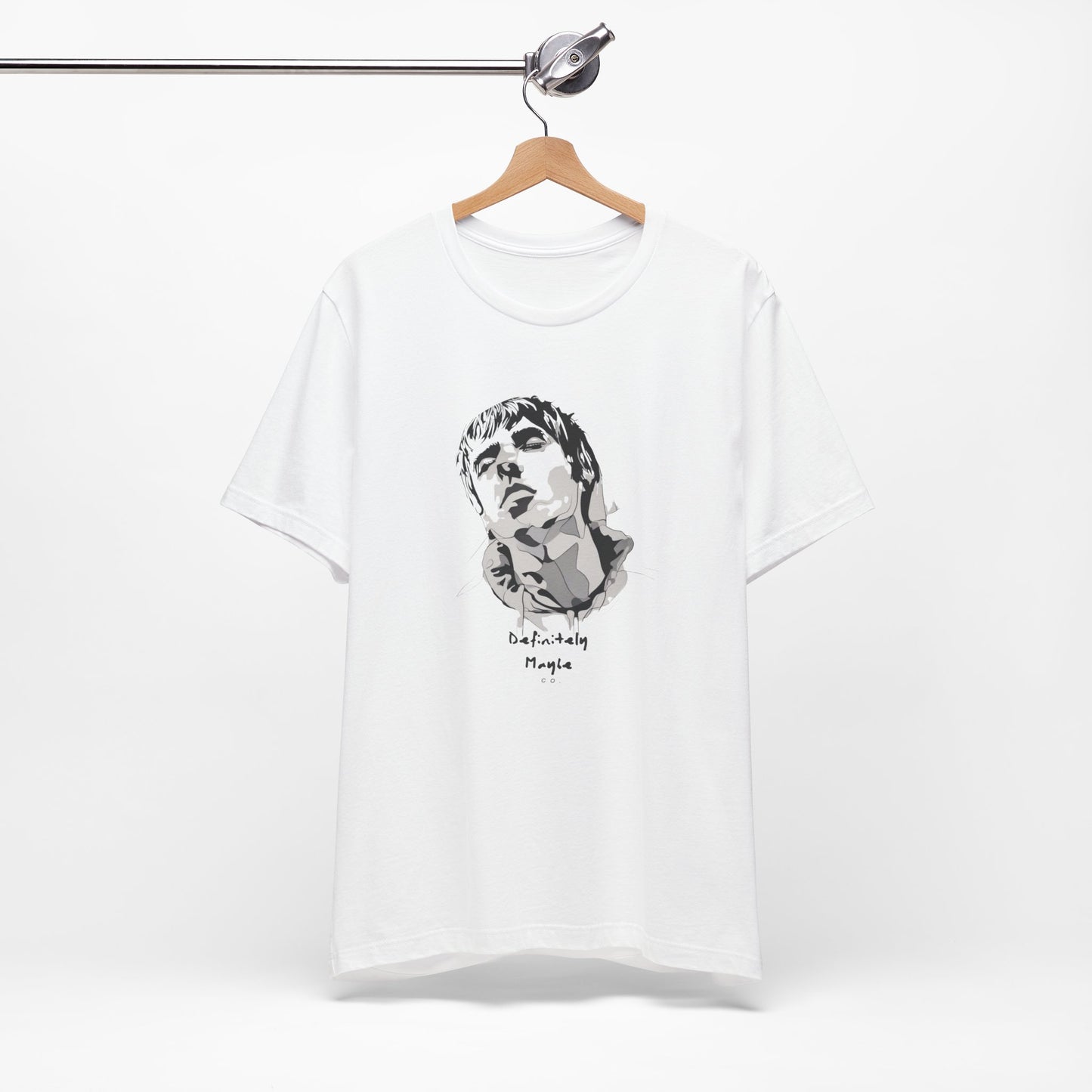 White Sketch Liam Gallagher Unisex T-Shirt – Rock Icon on Cotton