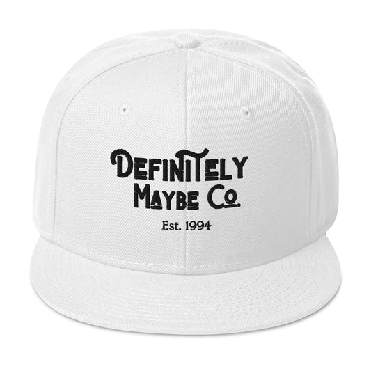 Definitely Maybe Co White Snapback Cap – Classic Style, Modern Edge