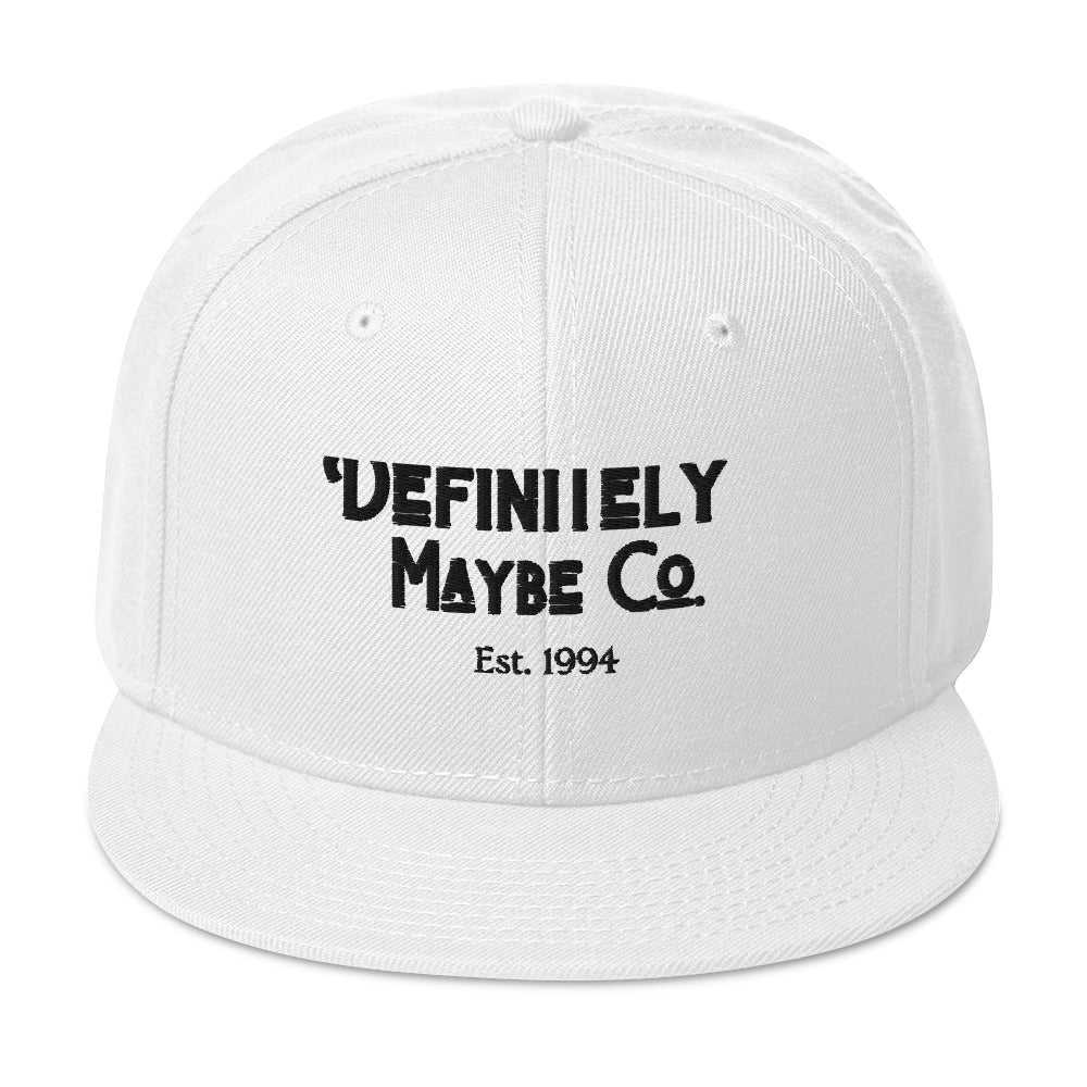 Definitely Maybe Co White Snapback Cap – Classic Style, Modern Edge