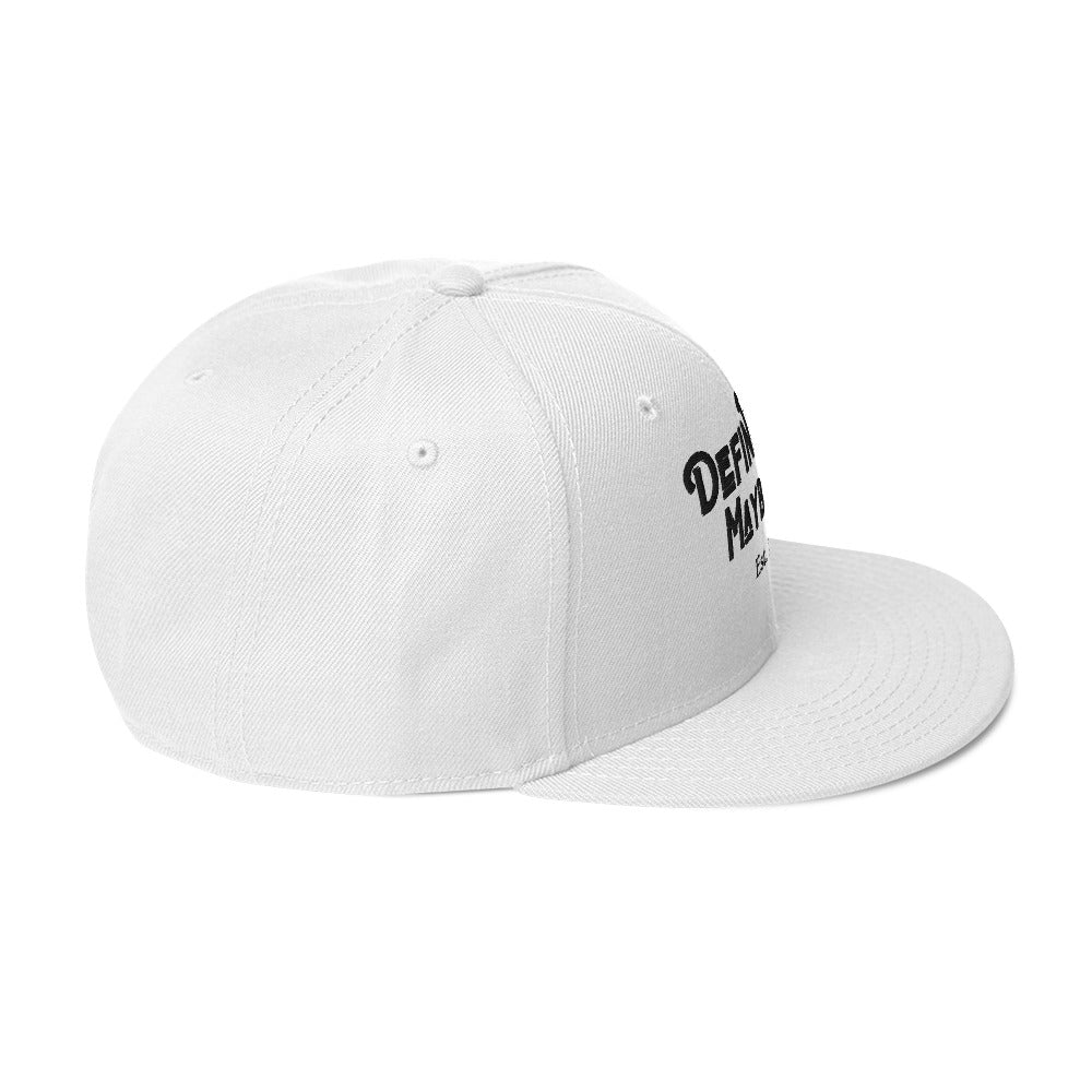 Definitely Maybe Co White Snapback Cap – Classic Style, Modern Edge